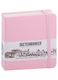 Скетчбук 12*12, 80 листов "Sketchmarker" розовый, 140г/м2, слоновая кость