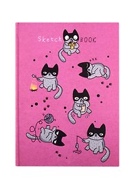 Скетчбук А5 80л "Catman" тонир. розов. блок, 7БЦ