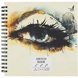 Скетчбук 165*165 50л "SKETCHBOOK. Взгляд" белый офсет, нелинованн., 100г/м2, тв.обложка, евроспираль