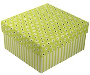 Коробка подарочная "Ромашки c полосками" салатовая, 13*13*7.5см
