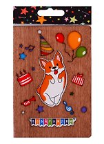Открытка Корги Поздравляю (дерево) (otk006)