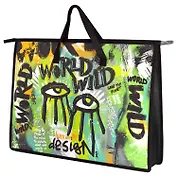 Папка для чертежей и рисунков А3 "НАСТЕННАЯ ЖИВОПИСЬ" 45*33*9см, внутр.ПВХ карман, дно с расширением, текст.ручки, УФ-печать