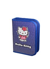 Пенал 1отд. "Hello Kitty" синий, прямоугольный, 19*13см, Премьера
