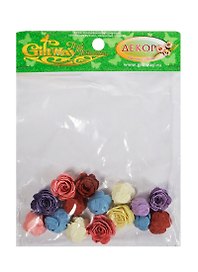 Декор Розочки ассорти маленькие (00009574) (15шт) (d=2см) (упаковка)