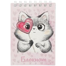 Блокнот А7 40л кл. "КОТЁНОК" гребень, выб.УФ-лак, глиттер