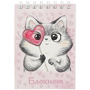 Блокнот А7 40л кл. "КОТЁНОК" гребень, выб.УФ-лак, глиттер