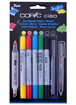 Набор маркеров Copic Ciao яркие цвета 5цв + 1 мультилинер 0.3мм 