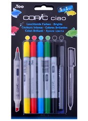 Набор маркеров Copic Ciao яркие цвета, 5 цветов + мультилинер 0.3 мм