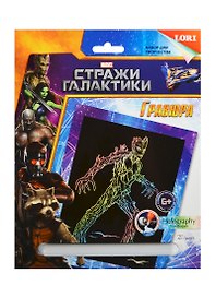 LORI Грд-063 Гравюра Стражи галактики Marvel бол. с эф. голографик Грут (набор для творч.) (6+)