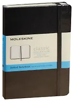 Записная книжка А6 96л в точку "Classic Pocket" черная, жесткая обложка, резинка, Moleskine