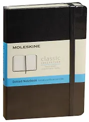 Записная книжка А6 96л в точку "Classic Pocket" черная, жесткая обложка, резинка, Moleskine