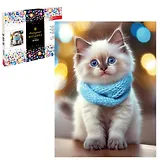 Алмазная мозаика "Кот в шарфе" 30х40 см.