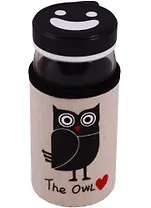 Бутылка Совы и смайлы 430мл (стекло+ткань)12-07599-bk3606-1