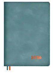 Еженедельник дат. 2026г. А5+ 80л "Нубук" бирюзовый, кожзам, мягк. переплет, тисн. фольгой, офсет, справ.мат-лы, закругл.углы, 2 ляссе, инд.уп