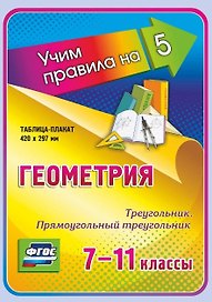 Геометрия. Треугольник. Прямоугольный треугольник. 7-11 классы. Таблица-плакат (420х297)