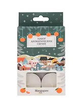 Новогодний набор чайных свечей Домики Мандарин (6 шт) (12х8)