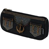 Пенал-косметичка прямоугольный 21*9*4см джинсовый, темно-синий, Proff