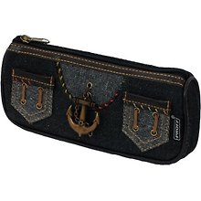 Пенал-косметичка прямоугольный 21*9*4см джинсовый, темно-синий, Proff