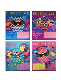 Тетрадь 18л лин. "Furby. Вечеринка" мел.картон, выб.лак, ассорти, Unnika