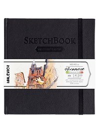Скетчбук 145*145 40л "Veroneze" черный, акварель., 200г/м2
