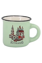 Кружка маленькая зеленая Астрахань (фарфор) (065-9-82)
