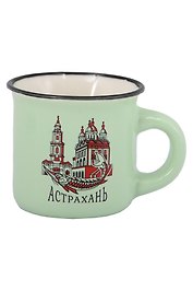 Кружка маленькая зеленая Астрахань (фарфор) (065-9-82)