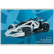 Альбом для рисования Listoff, "Суперкар", А4, 20 листов, на скрепке