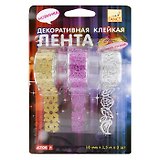 Клейкая лента , Action, декоративный,18мм*1,5м*3шт, в блистере