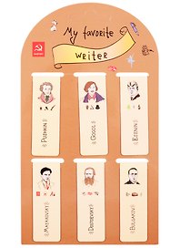 Магнитные закладки "Писатели. My favorite writer", 6 штук