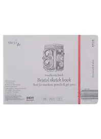Скетчбук 24,5*17,9см 18л "SMLT Art Authentic Bristol", на резинке, 185г/м2, экстрабелый, сшивка