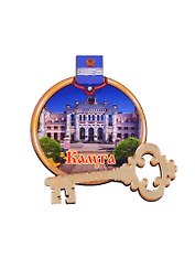 ГС Магнит Калуга Круг Достопримечательности города вид 2 (дерево с зеркальной деталью) (7,5см)
