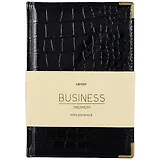 Книга для записей А5 80л "BUSINESS PREMIUM. Grand croco (черный)" иск.кожа, поролон, тв.переплет, мет.уголки, золот.срез, 2 ляссе, инд.уп.