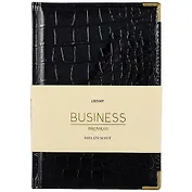 Книга для записей А5 80л "BUSINESS PREMIUM. Grand croco (черный)" иск.кожа, поролон, тв.переплет, мет.уголки, золот.срез, 2 ляссе, инд.уп.