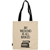 Сумка-шоппер My weekend is all booked бежевая, текстиль 40см.*32см.