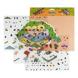 Наклейки-румбокс для создания миниатюрных сцен "Рынок", размер 264х211 мм. Металлический пинцет в наборе