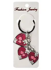 Брелок Сердца с белым цветочком (металл) (12-02270-С13)