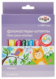 Фломастеры «Малыш» ГАММА, 8 цветов, двусторонние со штампами