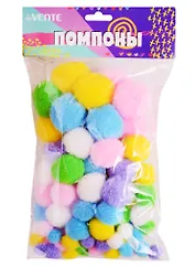 Набор помпонов для творчества deVENTE 100 штук ассорти, в пластиковом пакете с блистерным подвесом