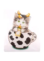 Алмазная мозаика MAZARI с мольбертом  Кот-Коровка, 21х25 см, 1 дизайн, частичная выкладка,  ОПП упаковка.