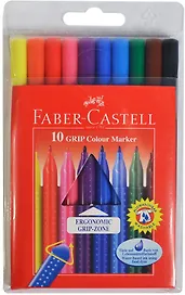 Фломастеры «Grip» Faber -Castell, 10 цветов, смываемые