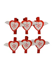 Набор Прищепки декор Сердце с крылышками (160074) (6шт) (упаковка)