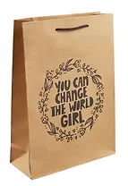 Пакет А4 32*23*9 "You can change the world girl"  крафт, женск.