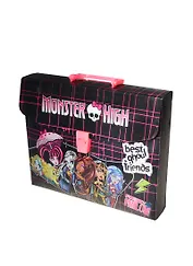 Портфель пластиковый А4 "Мonster high" на замке, с ручкой, Академия Групп
