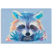 Альбом для рисования Listoff, "Акварельный енот", А4, 40 листов, на гребне