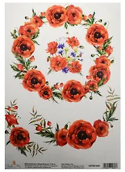 Декупажная карта Маковый венок 21*30см