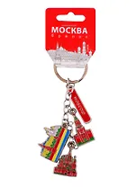 Брелок гроздь Москва с фигурной вставкой 13см (Москва-RUSSIA-Матрешка-ХВБ) (176-E-19-2)