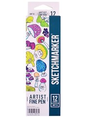 Ручки капиллярные 12цв Artist fine pen Basic 4, к/к, Sketchmarker
