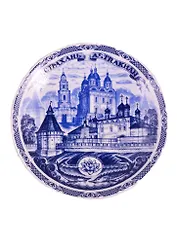 Тарелка Астрахань (фарф.синий рис.D10) (10-7-82)