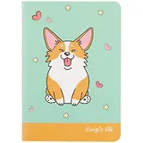 Записная книжка А6 32л кл. "Corgis life", тонир. внутр. блок, сшивка