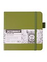 Скетчбук 12*12, 80 листов "Sketchmarker" оливковый, 140г/м2, слоновая кость